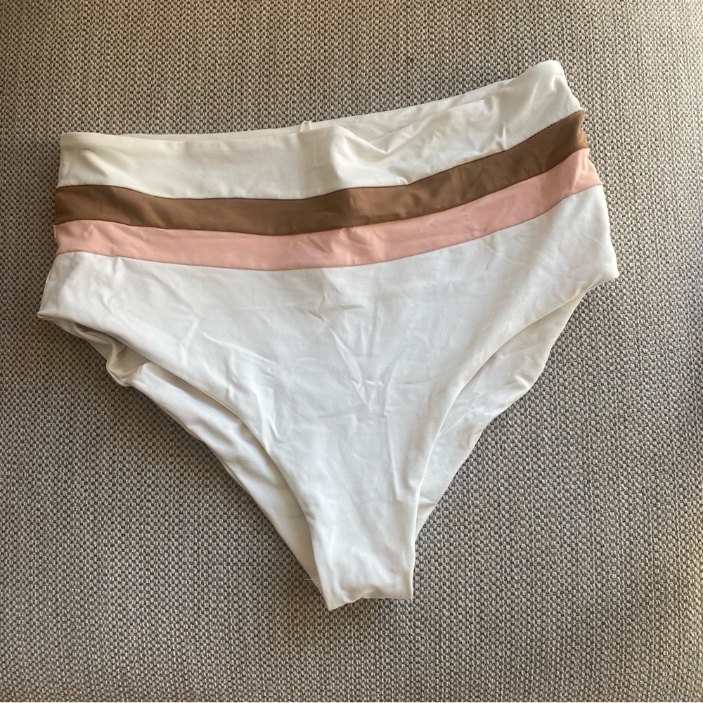 L*Space Portia Reversible Cream/Desert Rose/Camel High Waist Bikini Bottoms